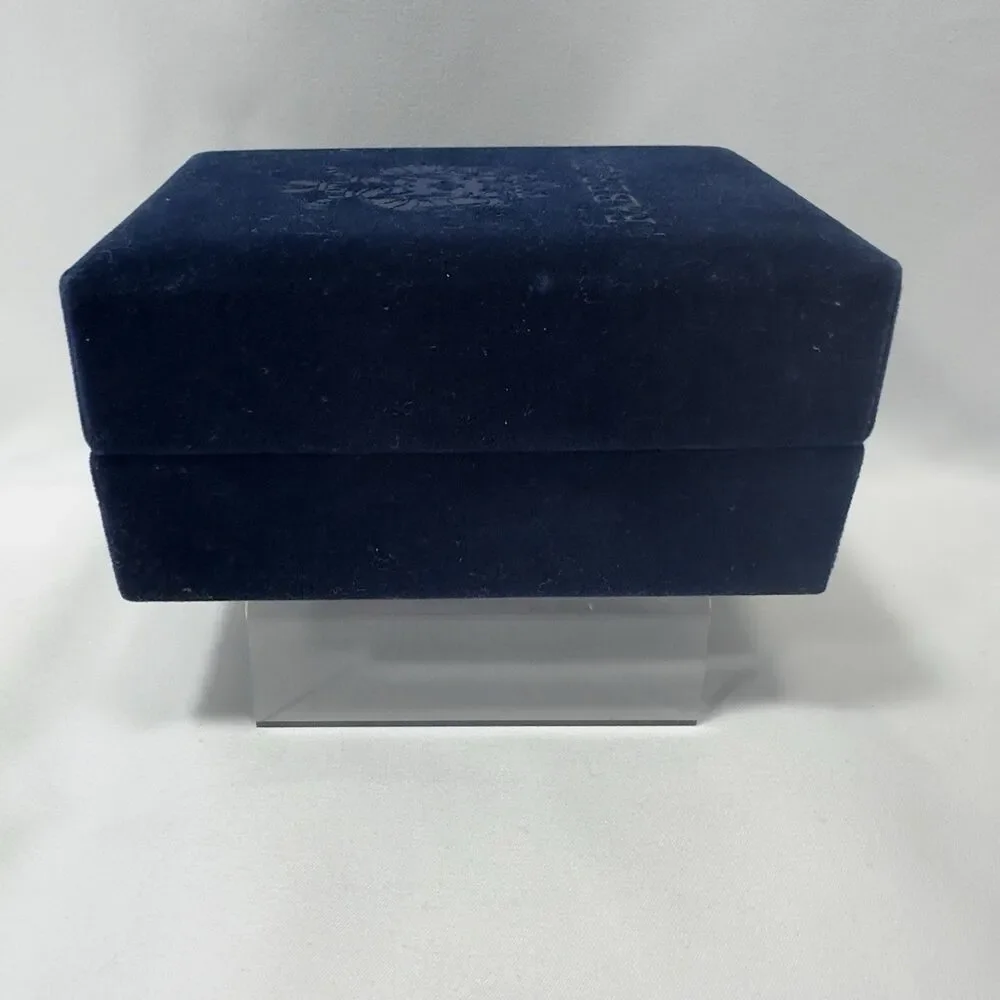 Faberge Blue Velvet  Presentation Box White Satin Lining Gold Brass Hinges